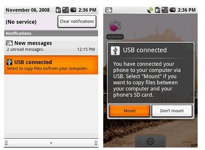 android USB mount screen
