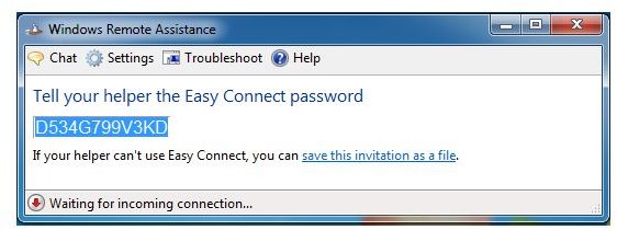 Easy Connect in Windows 7 Remote Assistance