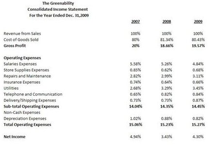 Example of Common Size Income Statement Vertical