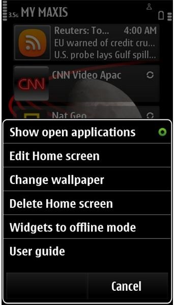 Home Screen on Nokia Phone