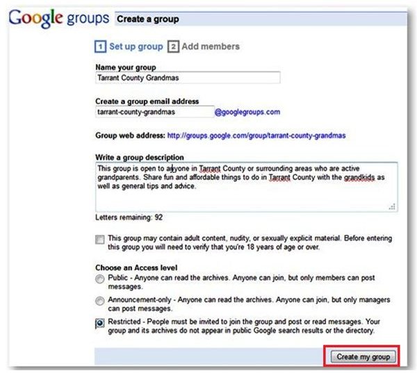 Create Google Group Mailing List