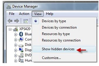 Show Hidden Devices in Windows