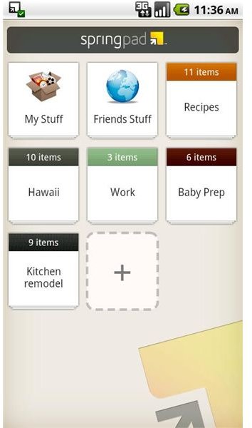 Springpad Android Personal Organizer Application