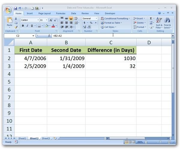 How to Subtract Date Values in Microsoft Excel