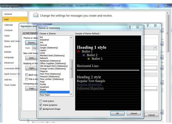 Outlook 2010 Default Stationery