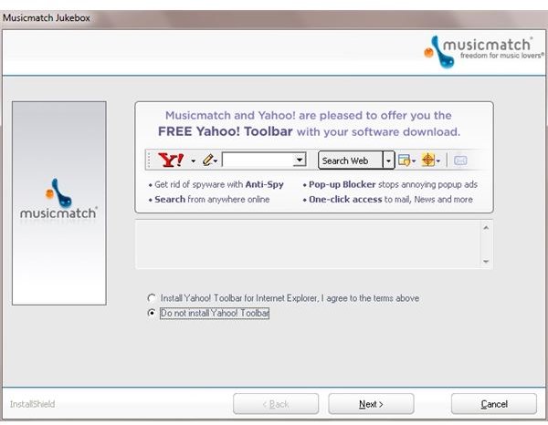 Ignore requests to install the Yahoo! toolbar