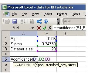 confidence formula in Excel