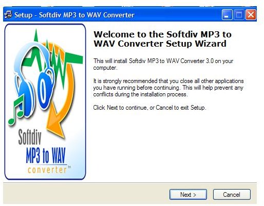 Softdiv MP3 to WAV Converter installation