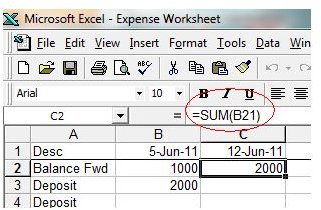 Excel Screenshot w-Bal Fwd Function