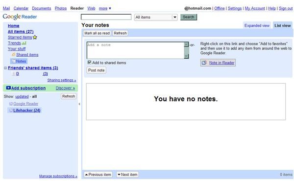 Share Notes with Your Contacts in Google Reader - ARCHIVED