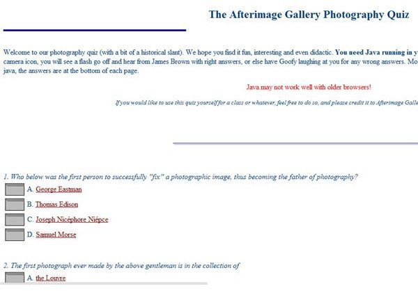 Afterimage Gallery Photography Quiz