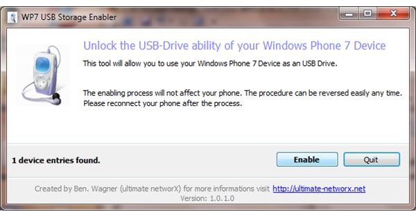 Using Windows Phone 7 as USB Storage Device
