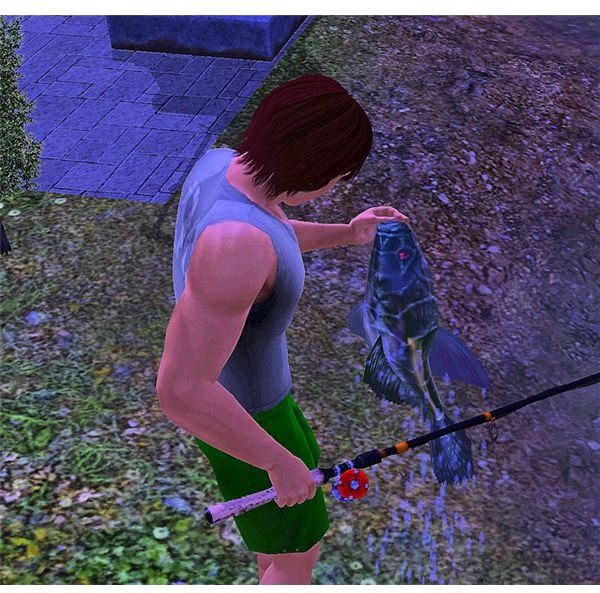 The Sims 3 Vampire Fish being Caught