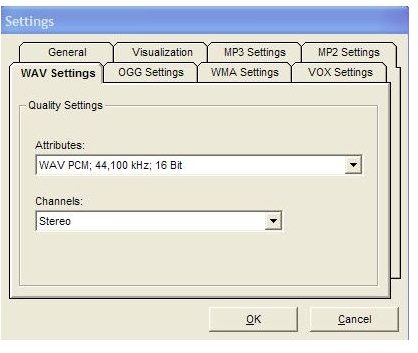 Softdiv MP3 to WAV Converter Settings