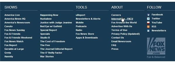Screenshot FOX News Internships