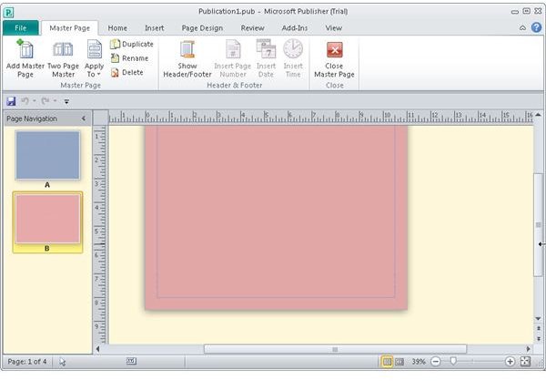 microsoft publisher master page vs normal page