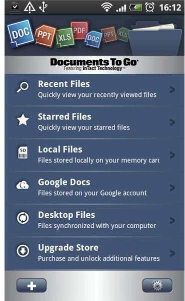 Documents to Go for Android Home Screen