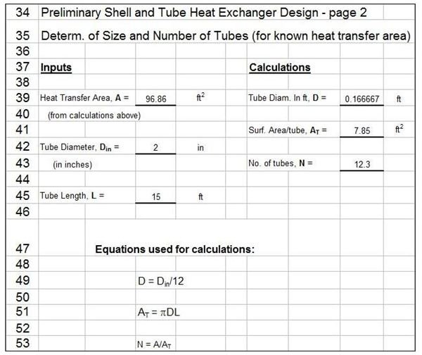 Excel Template for Shell and Tube Heat Exchanger Design prelim p2 US units
