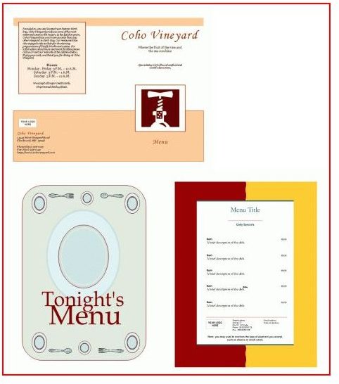 Menus - WordTemplates.org