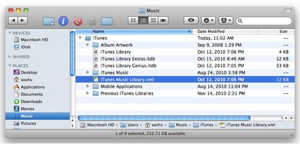 Fixing a Lost Link to an Itunes Music Library .Xml
