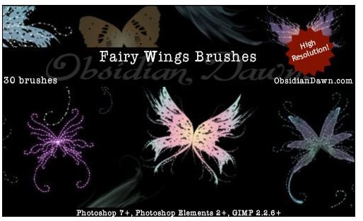 Fairy Wings Brushes by redheadstock