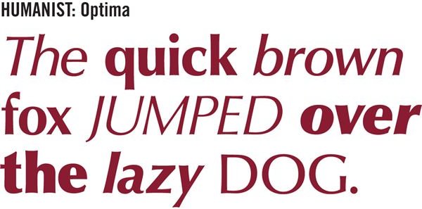 Humanist sans serif: Optima