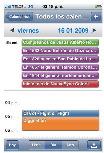 Colors of iPhone Calendar