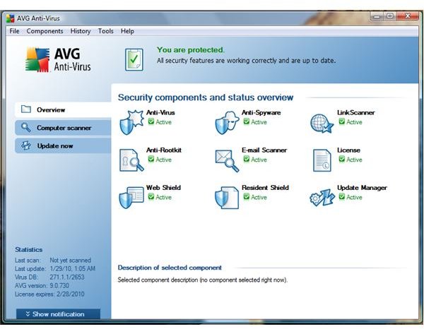 UI of AVG AV