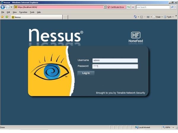 Figure 2 - Nessus Login Screen