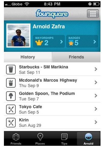 foursquare iphone app screen 1