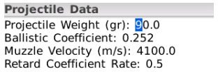 Ballistics free projectile data