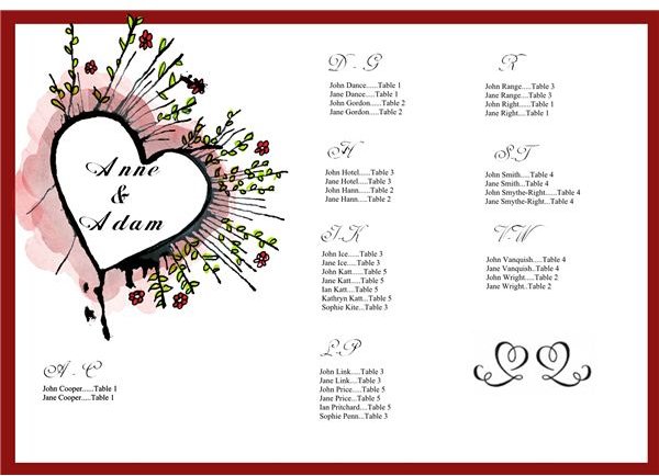 Wedding Seating Chart In Alphabetical Order