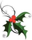 Modern ribbon and holly provided by ChristmasTimeClipart.com