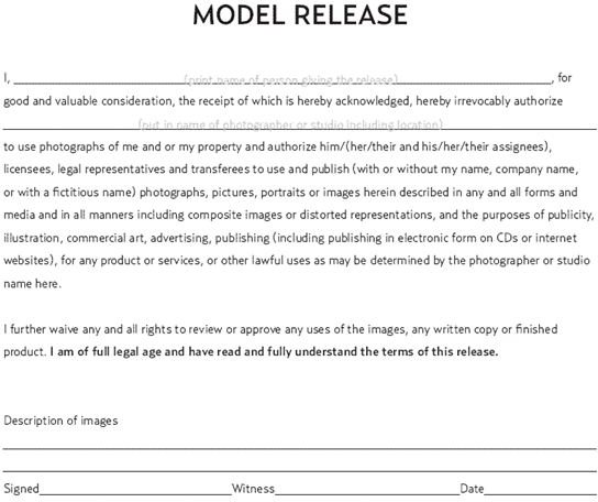 Legal Documents a Commercial Photographer Should Have - Including Photography Release Forms, Service Contracts and Event Contracts