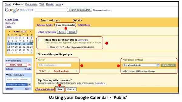 Google Calendar show only free busy information