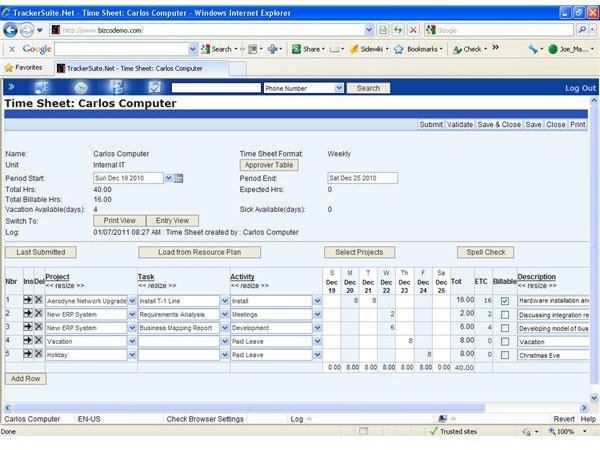 Timesheet features make it easy to manage resource allocation
