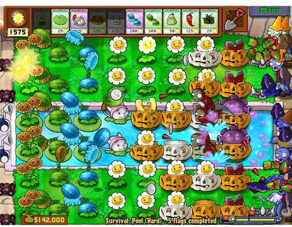 plants vs zombies survival pool hard