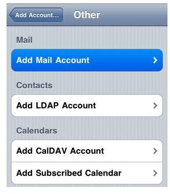 Add Mail Account - Other
