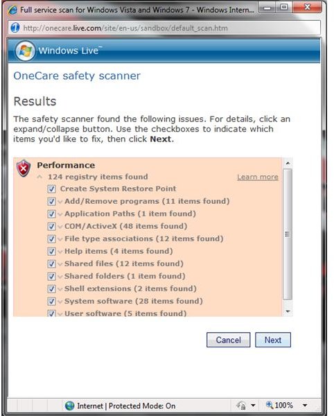 microsoft safety scanner registery