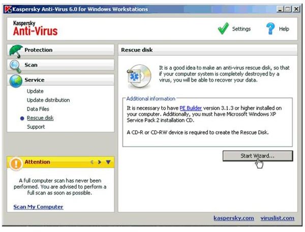 kaspersky endpoint security 10 create rescue disk