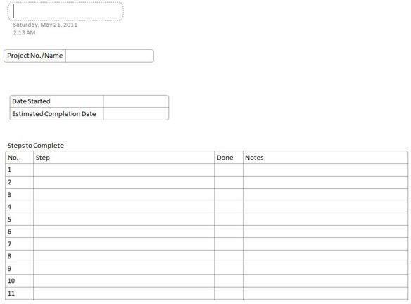 project planning onenote project management template