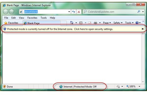 IE Protected Mode is Off
