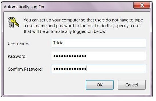 Automatically Log On Windows 7