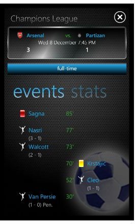 Premier League + app for Windows Phone 7
