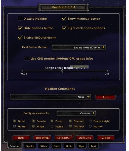 Healbot General Tab