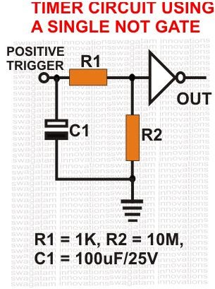 Timer Circuit Using NOT Digital Logic Gate, Image