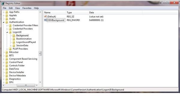 Change your Windows 7 logon screen in the Windows Registry