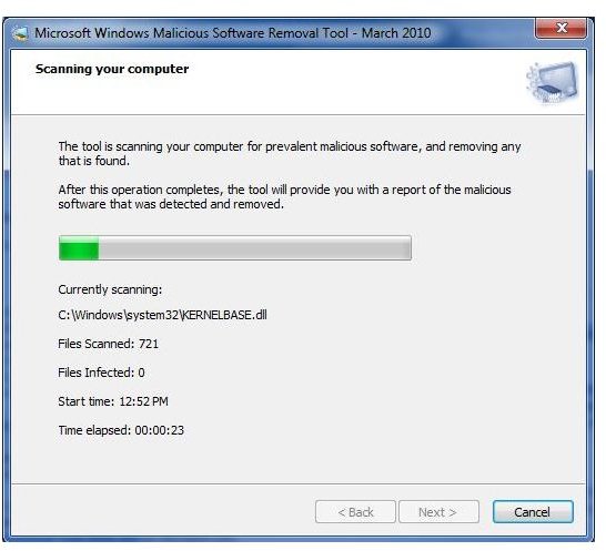 Figure 2 - Microsoft Malicious Software Removal Tool