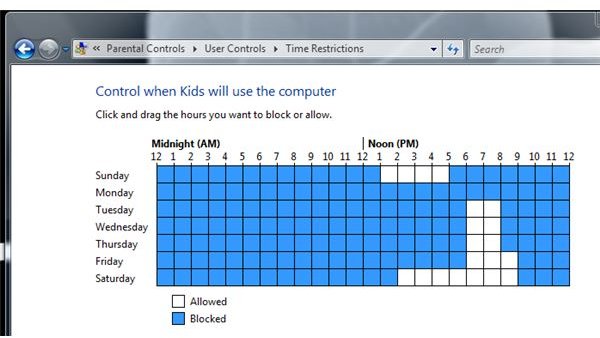 Time Restrictions in Windows Vista Parental Controls