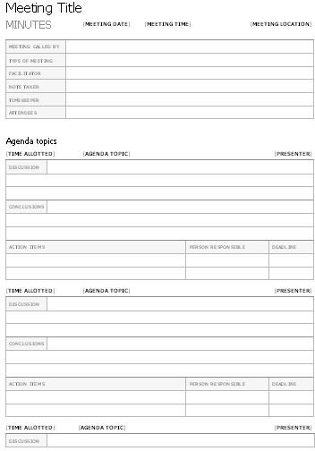 Free Templates For Business Meeting Minutes